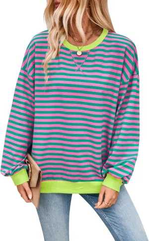Women's Trendy Oversized Crewneck Sweatshirts Loose Fit Tops Pullover Shirts