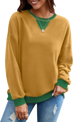 Women's Trendy Oversized Crewneck Sweatshirts Loose Fit Tops Pullover Shirts
