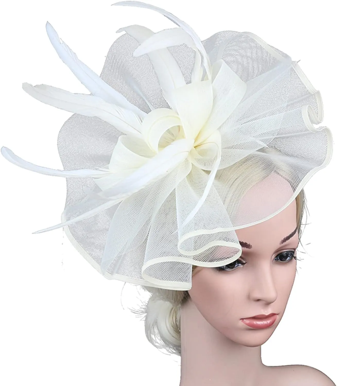 Women's Wedding Tea Parties Fascinator Hat and Lace Gloves Kentucky Durby Fasciantors with Headband and Clip
