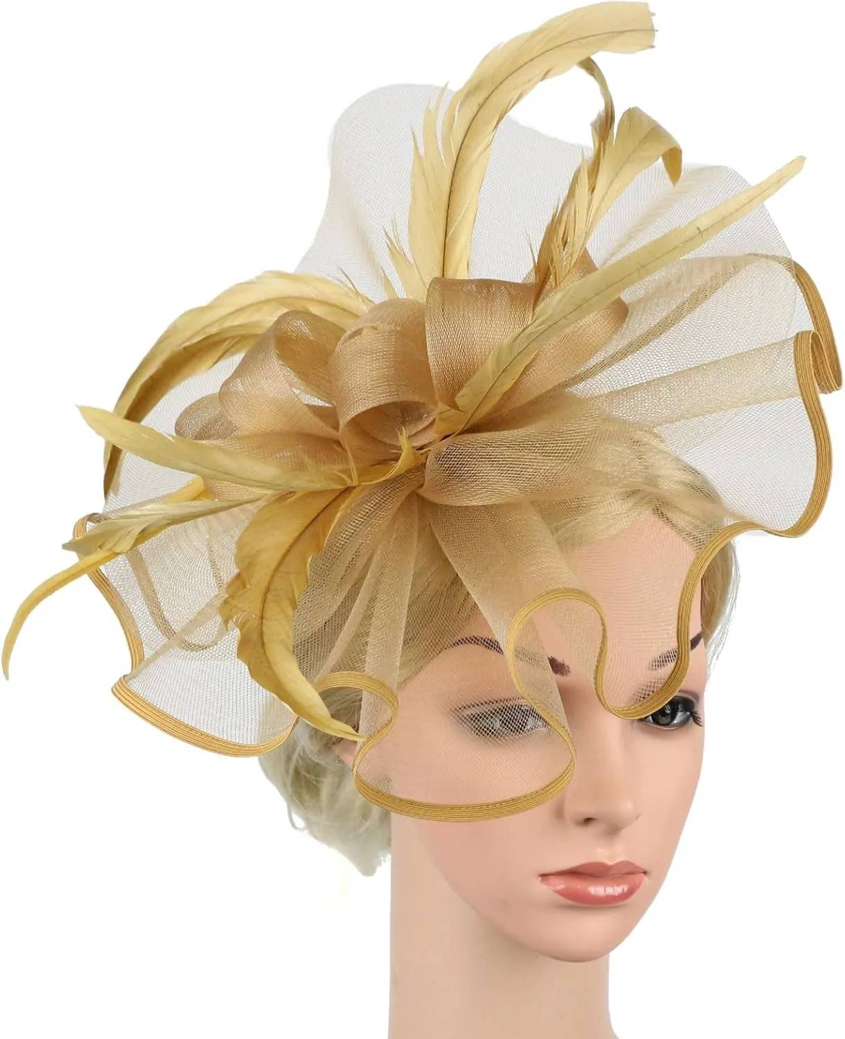 Women's Wedding Tea Parties Fascinator Hat and Lace Gloves Kentucky Durby Fasciantors with Headband and Clip