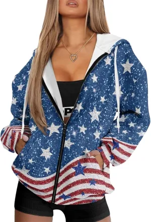 Womens Zipper Hoodie Casual Drawstring Hoodies Trendy Athletic Sweatshirt, Plus