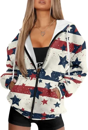 Womens Zipper Hoodie Casual Drawstring Hoodies Trendy Athletic Sweatshirt, Plus