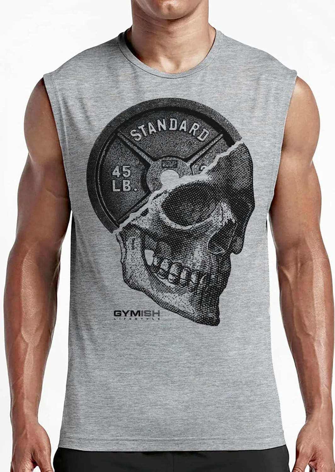 Workout Shirts for Men, Gym Skull Men's T-Shirt, Weightlifting Funny Tee Shirts