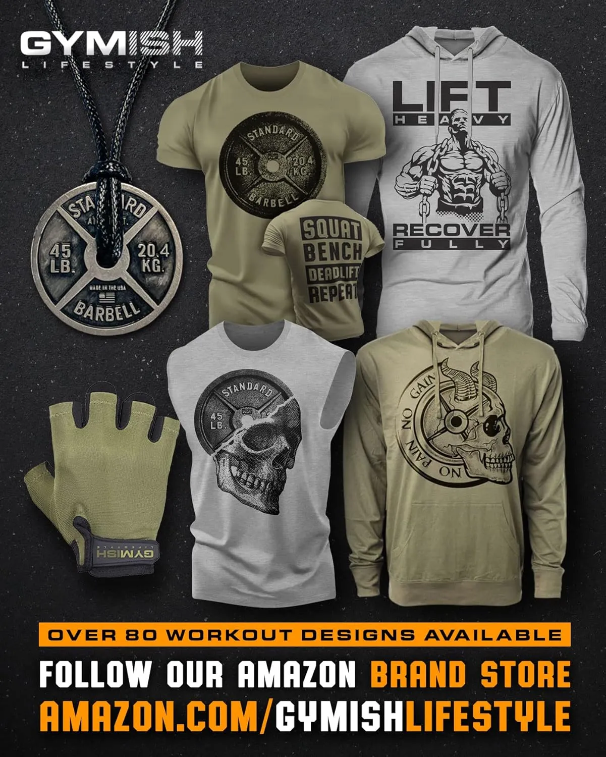 Workout Shirts for Men, Gym Skull Men's T-Shirt, Weightlifting Funny Tee Shirts