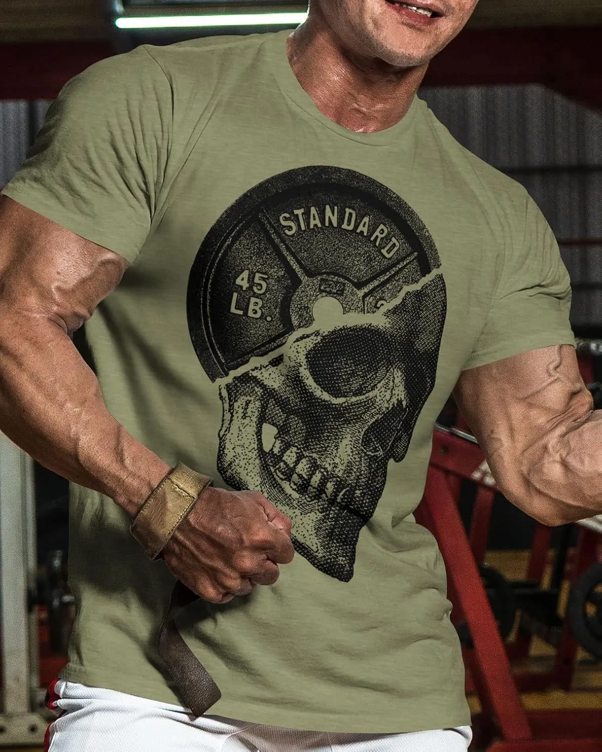 Workout Shirts for Men, Gym Skull Men's T-Shirt, Weightlifting Funny Tee Shirts