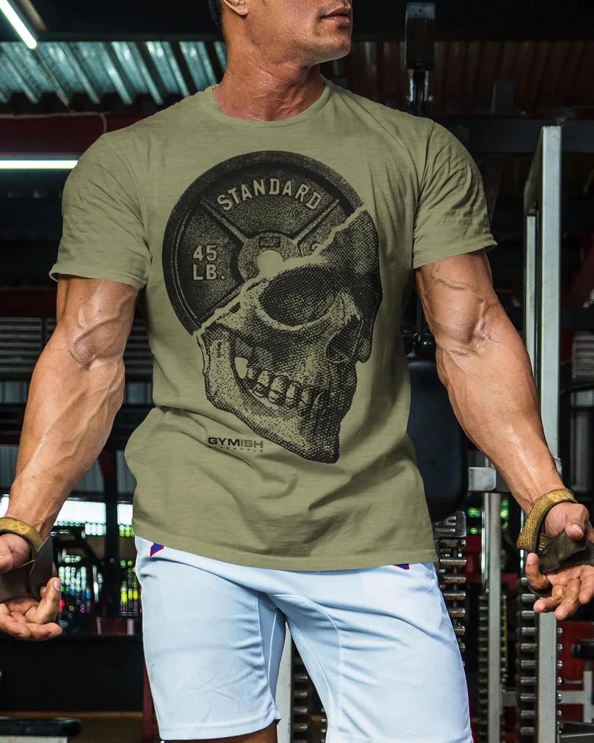 Workout Shirts for Men, Gym Skull Men's T-Shirt, Weightlifting Funny Tee Shirts
