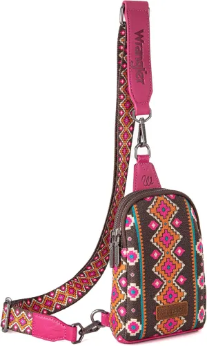 Wrangler Aztec Sling Bag - Southwest Crossbody Trendy Chest Bag
