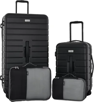 Wrangler Tall Trunk Luggage 4 Piece Set, Black