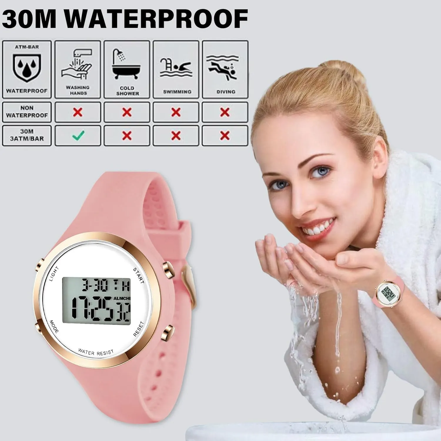 XCZAP Waterproof Watch Outdoor Sport Watches Chronograph Silicone Strap Alarm Clock Waterproof LED Digital Watch