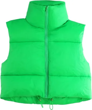 Zando Cropped Puffer Vest Women Sleeveless Outerwear Winter Vest Tops Jackets Lightweight Vests for Women 2025 Trendy Zip
