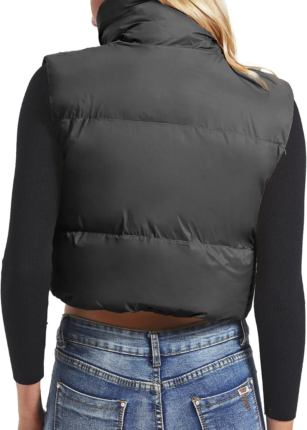 Zando Cropped Puffer Vest Women Sleeveless Outerwear Winter Vest Tops Jackets Lightweight Vests for Women 2025 Trendy Zip