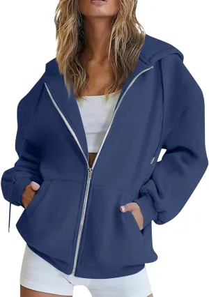 Zip Up Hoodie Women Oversized Y2k Jacket Lightweight Fall Jackets Streetwear Hoodies Long Sleeve Sweatshirts