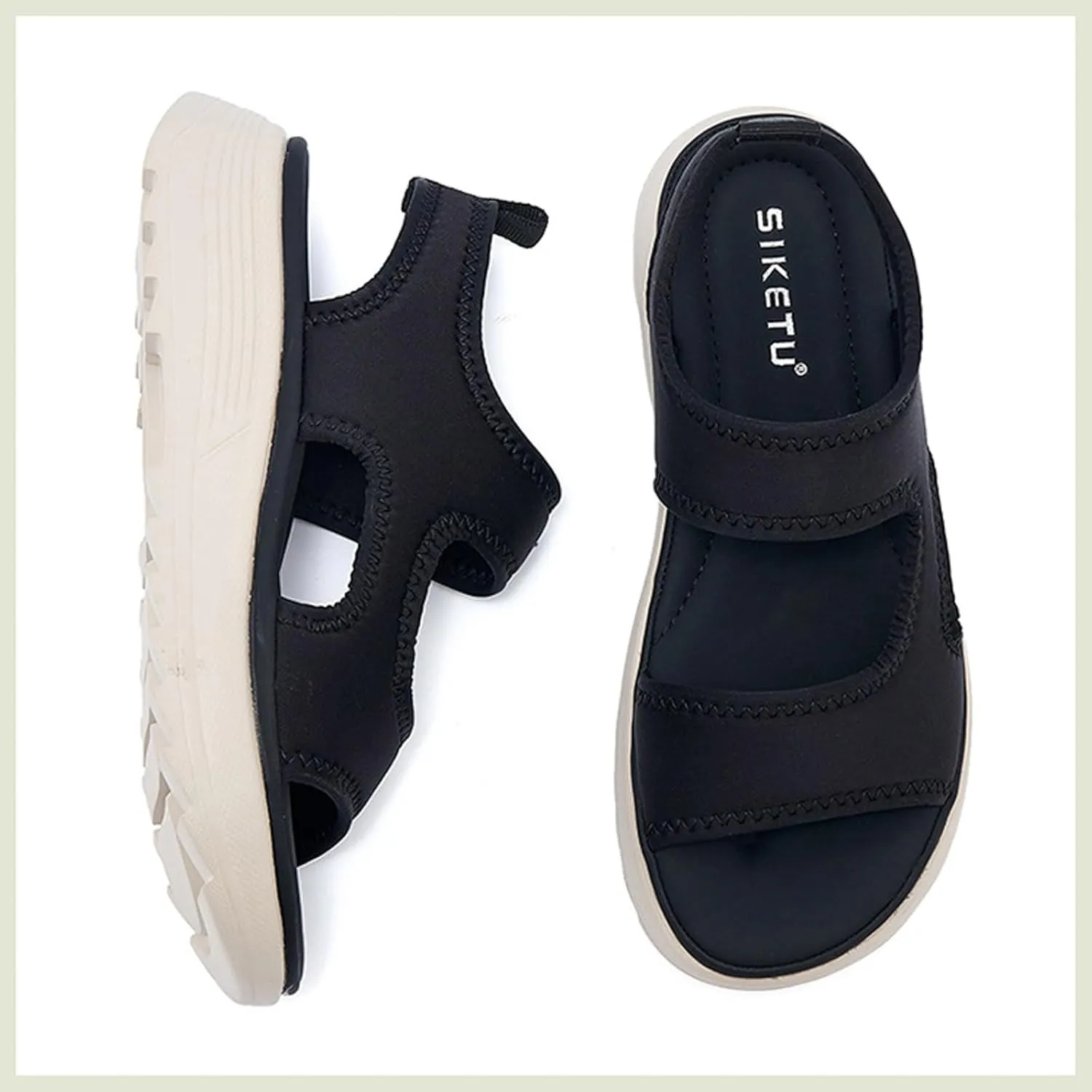 ZSpzx Indoor Outdoor Slip-On Wedge Heel Shoe Summer Beach Vacation Slides Ankle Strap Breathable Ladies Dress Non-Slip Cut-Out Walking Sandals Fashion Comfortable Sport Sneakers