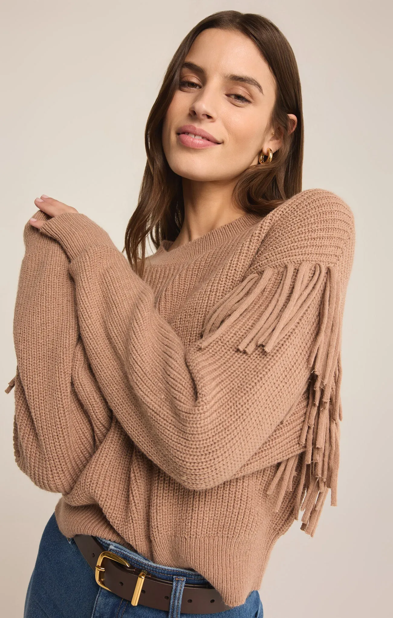 ZSU On the Fringe Sweater in Campfire