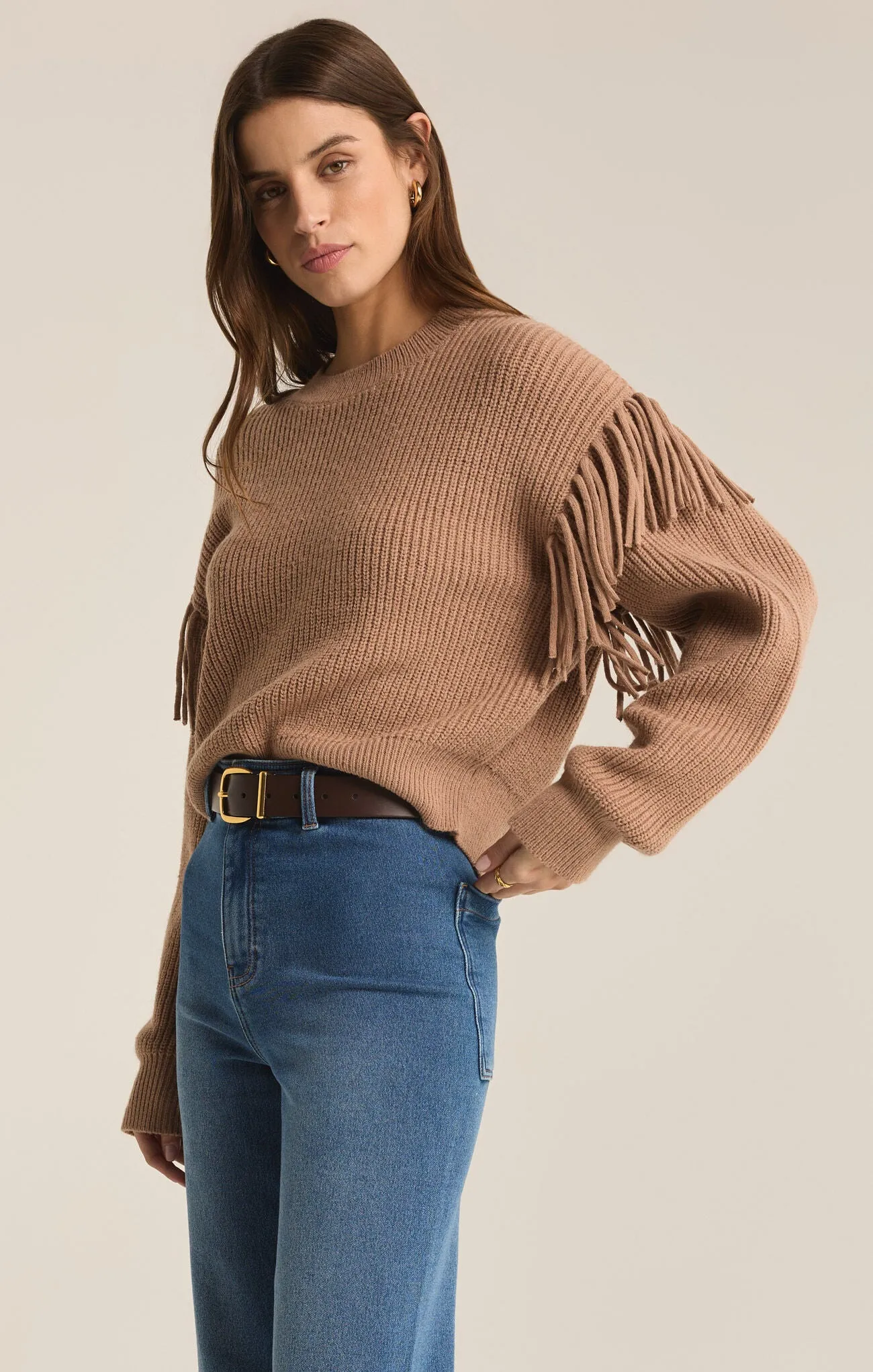 ZSU On the Fringe Sweater in Campfire