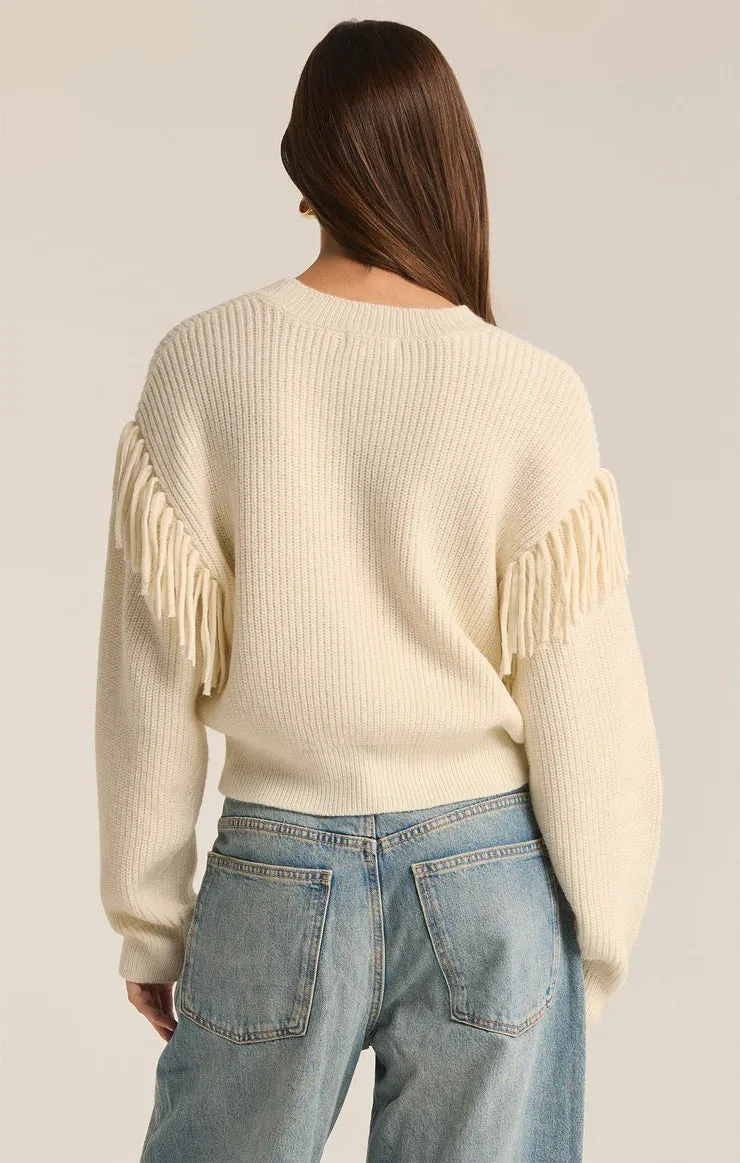ZSU On the Fringe Sweater in Sea Salt