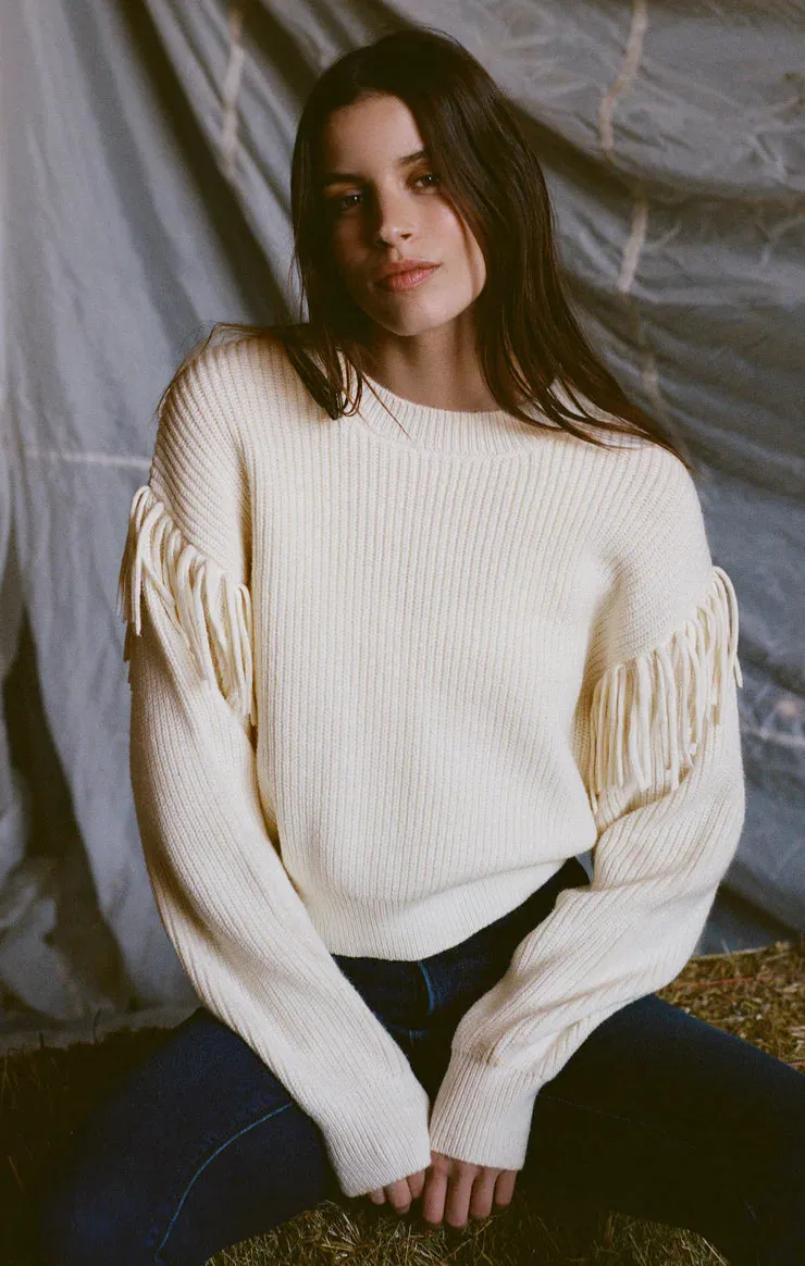 ZSU On the Fringe Sweater in Sea Salt
